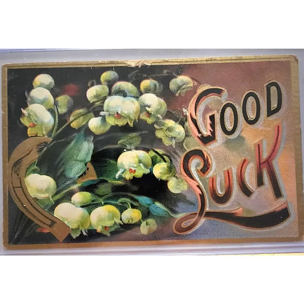 Lot Of Four Vintage Antique Embossed Postcards Flowers Good Luck